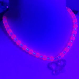 HAND MADE blacklight reactive butterfly choker
